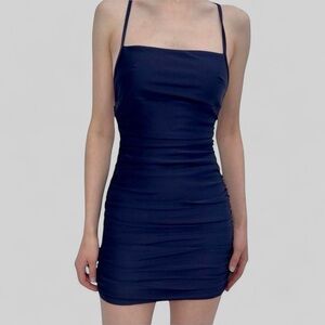 Lucy in the Sky Blue Ruched Mini Dress